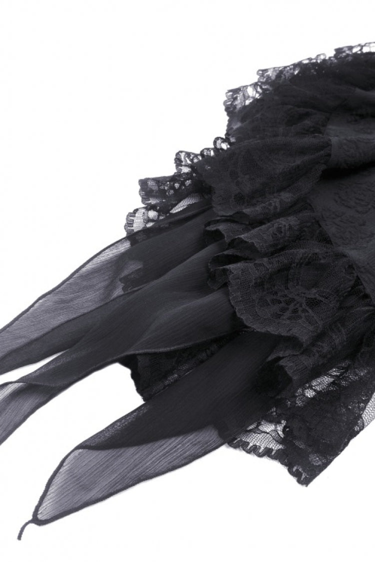 Black Women's Gothic Vintage Long Flared Sleeves Lace Splice Shrug - Product - 13