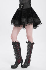 Black Cross Tassel Print Women's Gothic Skirt - Product - 5