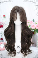 Brown Moon Lace Curly Sweet Lolita Long Wig - Brown - 1