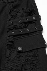 Black Ripped Men's Punk Straight Pants - Product - 6