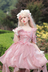 Pink Galaxy Prayer Corset Fishbone Ribbon Sweet Lolita Jsk Dress - Product - 2