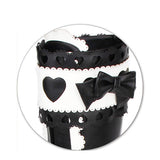Black White Lace Bowknot Heart Shaped Round Toe Sweet Lolita High Boots - Product - 3