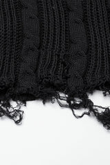 Black Ripped Lace-up Women's Gothic Knitted Skirt - Product - 7