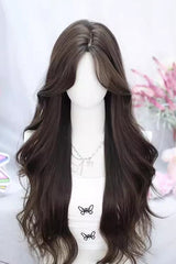 Sweet Lolita Middle-parted Long Curly Wig 4 Colors - Black/Brown - 4