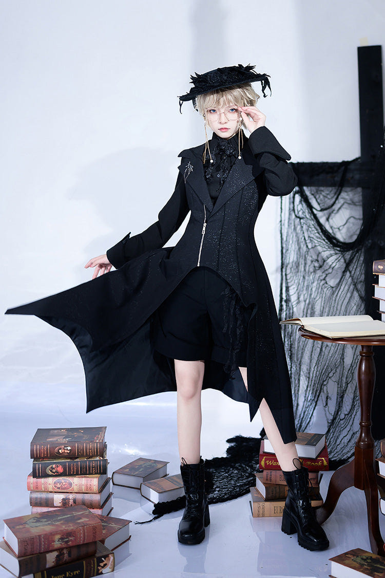 Black Irregular Ouji Fashion Gothic Vintage Handsome Cool Lolita Vest - Product - 7