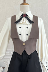 White [Little Detective] Long Sleeves Bowknot Ouji Prince Handsome Lolita Blouse - Product - 7