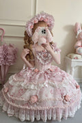 Pink Rose Manor, kurze Puffärmel, Rüschen, Schleife, Spitze, Sweet-Lolita Prinzessin (Kleid einzeln), Vorderansicht