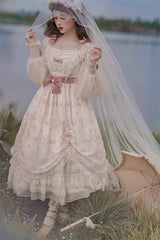 Ivory Time Letter Multi-layer Print Ruffle Bowknot Daily Sweet Elegant Lolita Dress - Product - 12