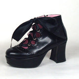 Black Cute PU Round Toe Ankle Straps Platform Lolita Shoes - Product - 5