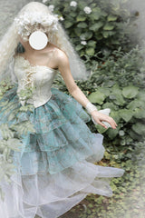 Green Gradient Multi-Layered Print Sweet Lolita Skirt - Product - 12