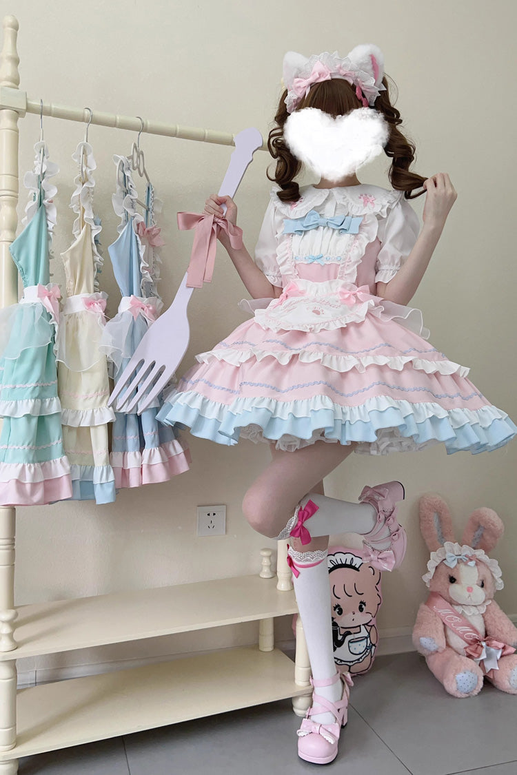 Cat Ear Story Multi-layer Ruffle Bowknot Sweet Lolita Jsk Dress 4 Colors - Product - 6