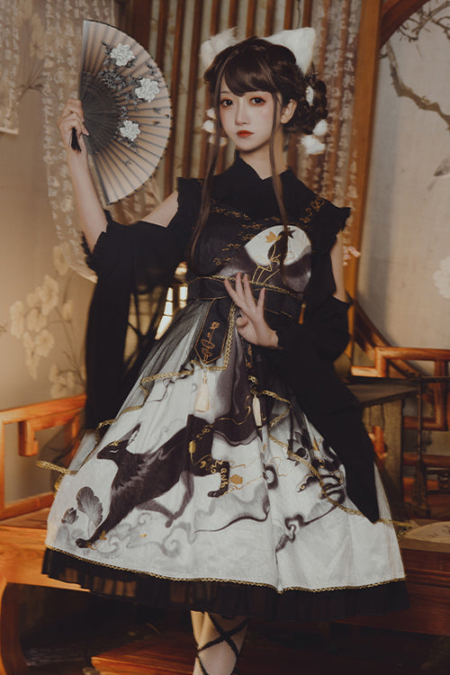 Chinese Style Cloud Fox Print Classic Lolita JSK Dress - Product - 2