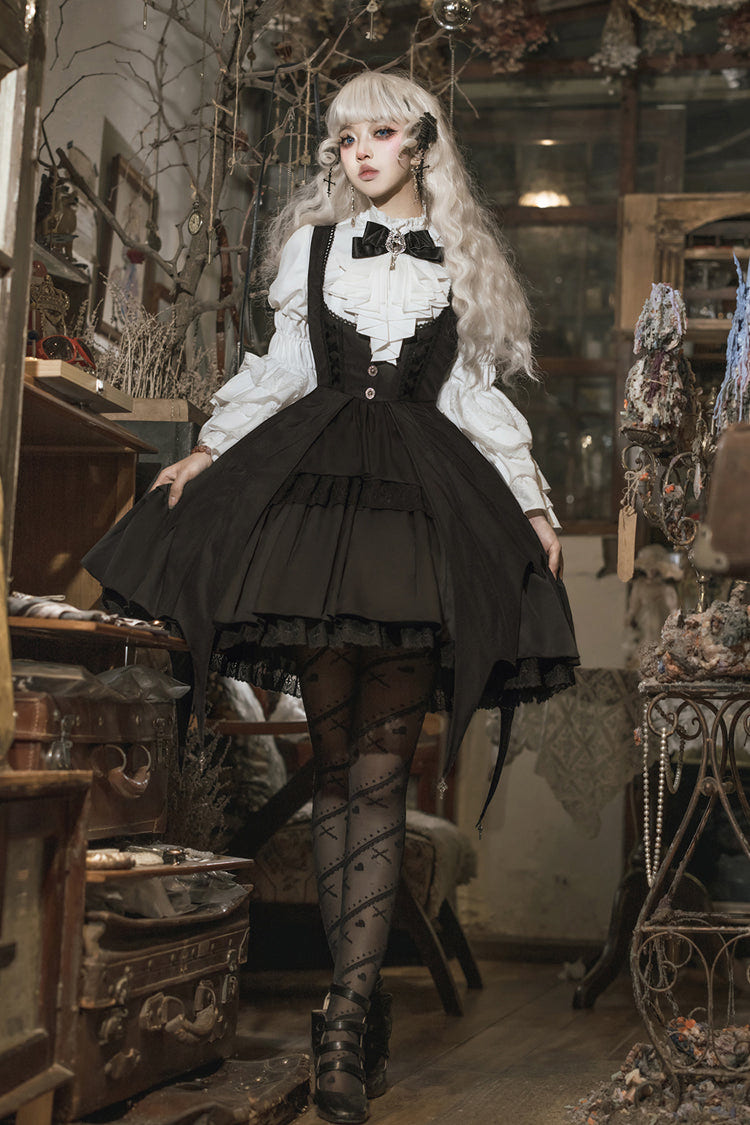 Black Magical Girl Ruffle Cardigan Bowknot Gothic Princess Lolita Strap Dress - Product - 10
