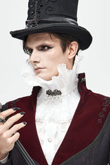 White Lace Mesh Pearl Detail Men's Gothic Accessory Necklace - Product - 4