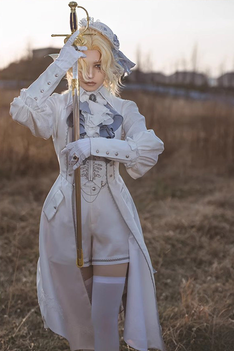 White Mermaid Bone Embroidery Ouji Fashion Handsome Lolita Vest - Product - 3