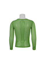 Green Elasticity High Neck Long Sleeve Mesh Men's Gothic T-Shirt - Product - 7