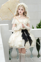 Ivory [Moonlight Variations] Sleeveless Ruffle Lace-Up Sweet Lolita Jsk Short Dress - Product - 6