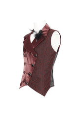 Red Embossed Feather Men's Gothic Waistcoat - Product - 9