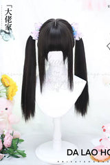 Black/Brown Secondary Long Straight Double Ponytail Sweet Lolita Wigs - Product - 3