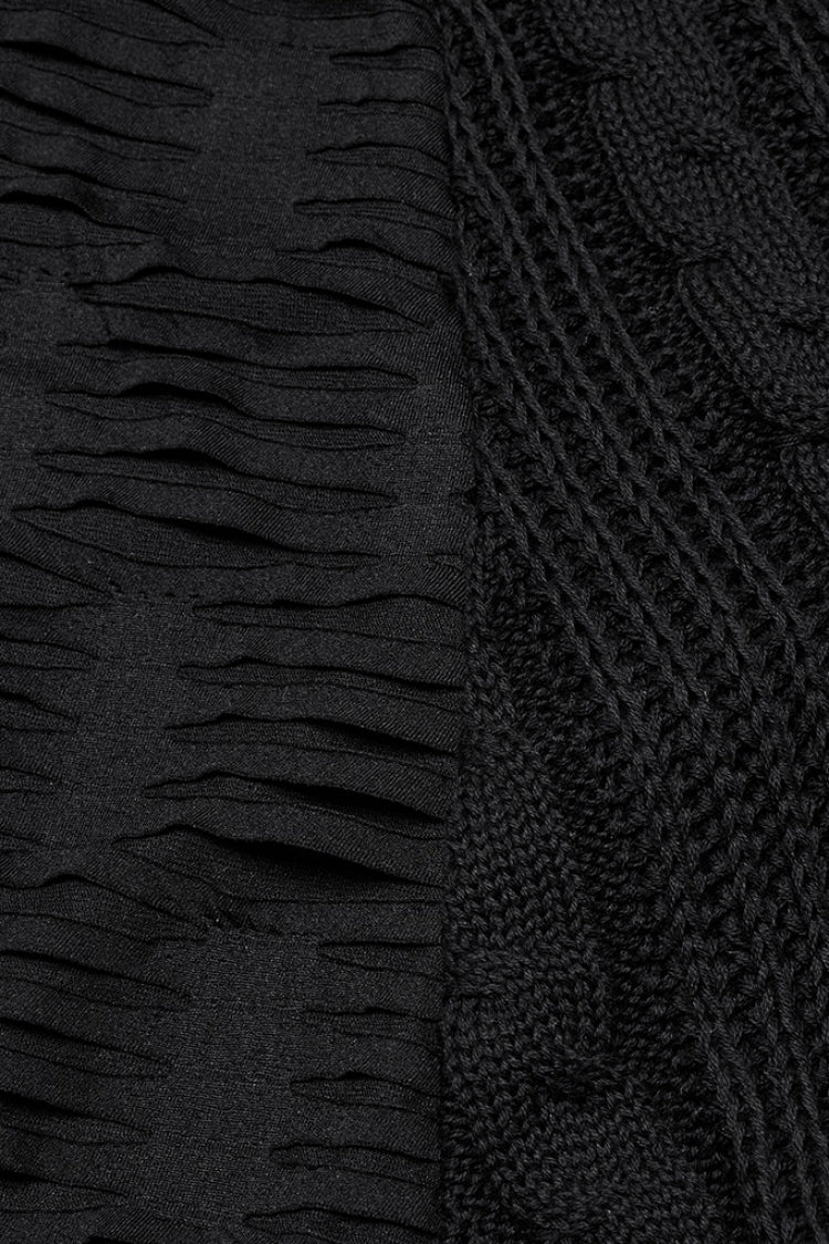 Black Ripped Lace-up Women's Gothic Knitted Skirt - Product - 8