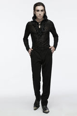 Black Buckle Floral Men's Gothic Waistband Pants - Product - 4