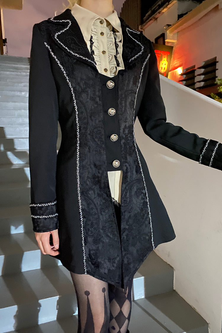 Black Hot Stamping Embroidery Ouji Handsome Cool Lolita Vest - Product - 7
