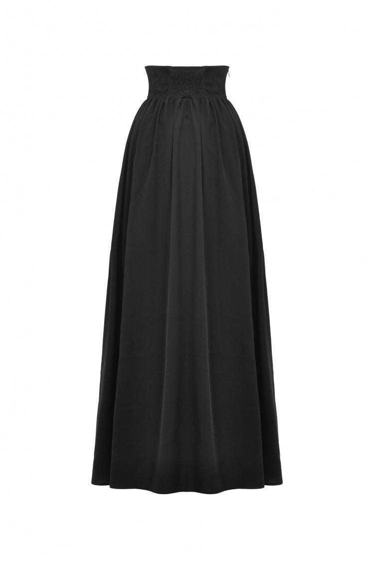 Black High Waisted Heart Embroidered Lace Women's Gothic Maxi Skirt - Product - 12