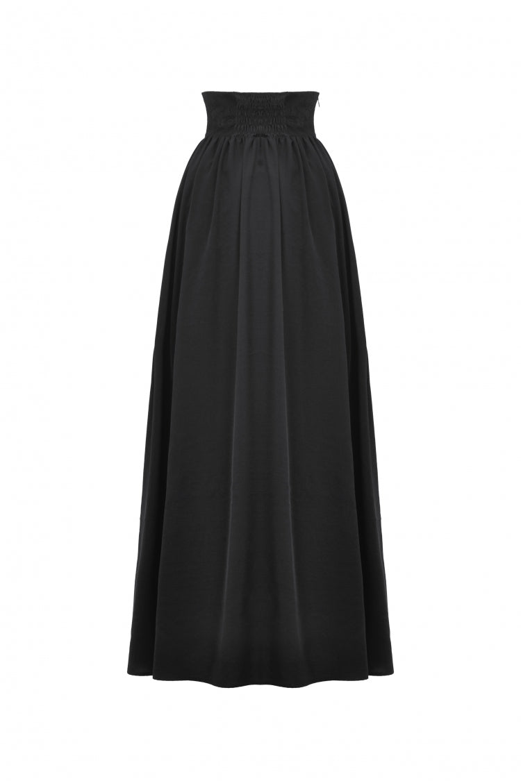 Black High Waisted Heart Embroidered Lace Women's Gothic Maxi Skirt - Product - 12
