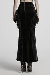 Black Ruffle Stitching Lace Women's Gothic Fishtail Skirt - Product - 3