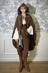 Pirate Series Navigation Treasure Hunting Guide Embroidery Handsome Lolita Cloak 2 Colors - Brown - 1