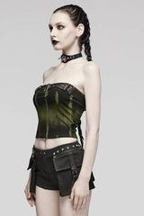 Simple Adjustable Bust Strap Sleeveless Print Womens Steampunk Corset 2 Colors - Product - 10