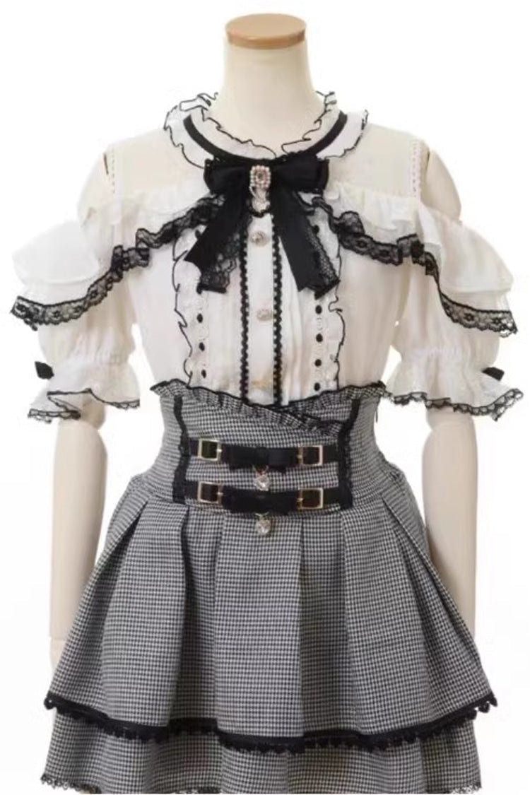 Double Bowknot Ruffle Slim Sweet Jirai Kei Skirt 3 Colors - Product - 6
