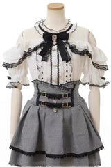 Double Bowknot Ruffle Slim Sweet Jirai Kei Skirt 3 Colors - Product - 6