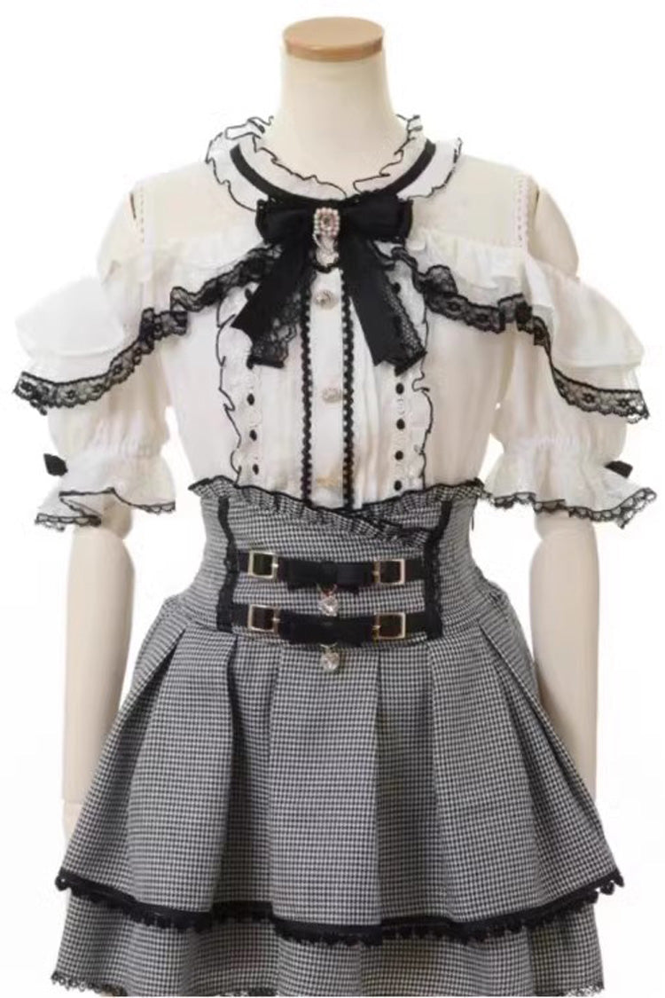 Double Bowknot Ruffle Slim Sweet Jirai Kei Skirt 3 Colors - Product - 6
