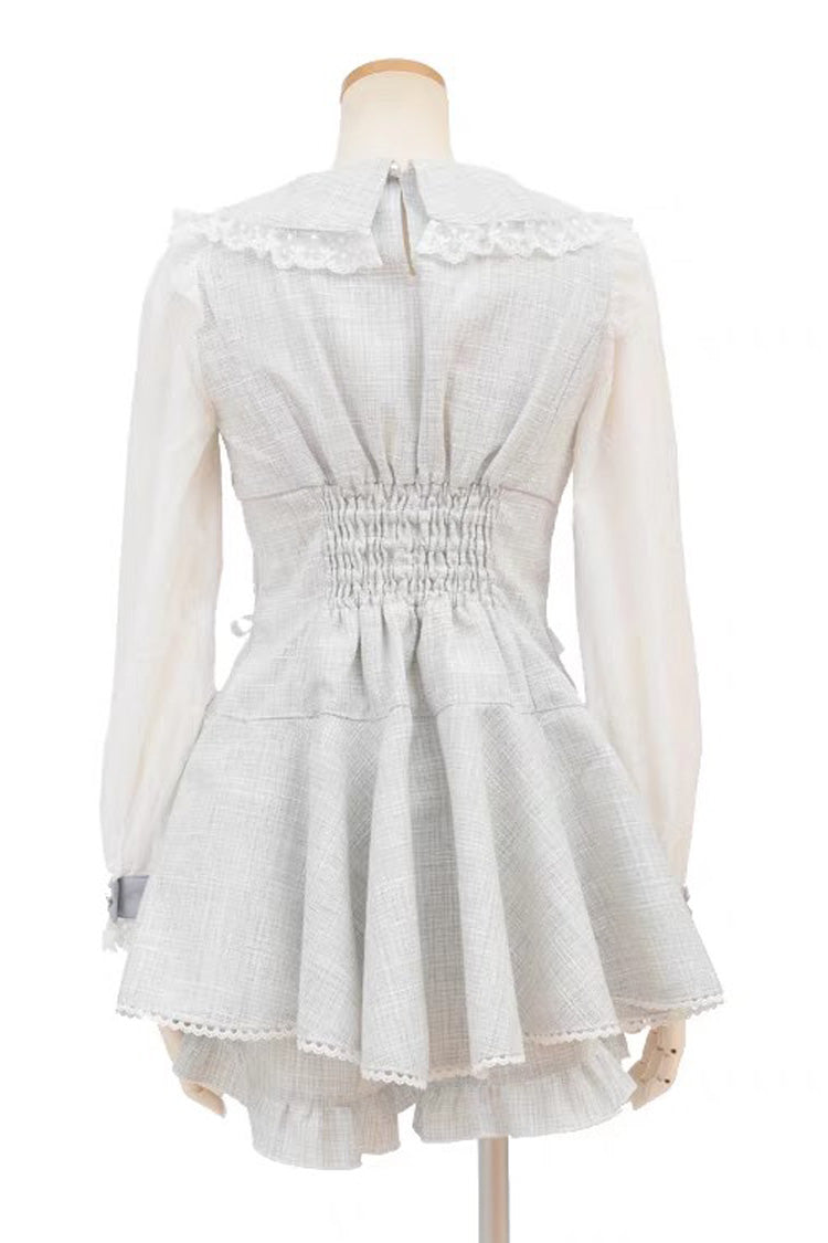 Japanese Lace Sweet Jirai Kei Dress Blouse Shorts Set 2 Colors - Product - 6