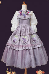 Purple [Vineyard] Sleeveless Jacquard Print Ruffle Embroidery Sweet Lolita Jsk Dress - Product - 9