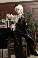 Black/White Embroidery Asymmetric Gothic Prince Handsome Ouji Lolita Set - Product - 12