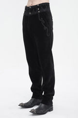 Black High Waisted Lace Splice Men's Gothic Pants - Product - 4
