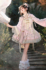 Pink White Pear Dream Multi-layer Ruffle Lace Sweet Chinese Style Princess Lolita Jsk Dress - Product - 11