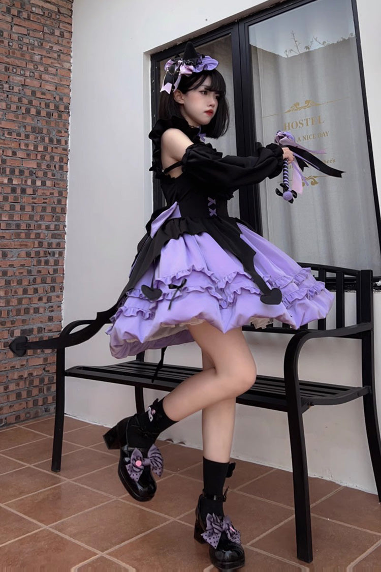 Purple Halloween Starry Night Witch Multi-layer Ruffle Sweet Lolita Jsk Dress - Product - 2