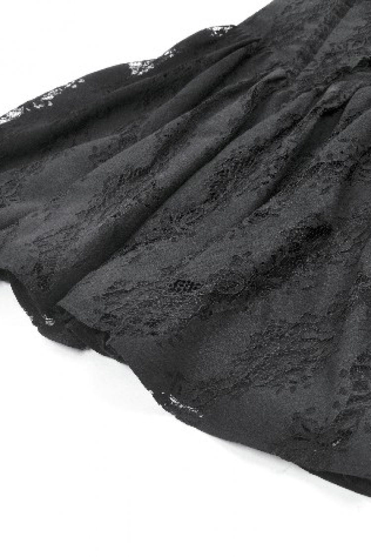 Black Off Shoulder Halterneck Sleeveless Lace Women's Gothic Short Dress - Product - 18