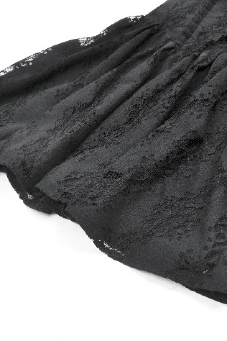 Black Off Shoulder Halterneck Sleeveless Lace Women's Gothic Short Dress - Product - 18
