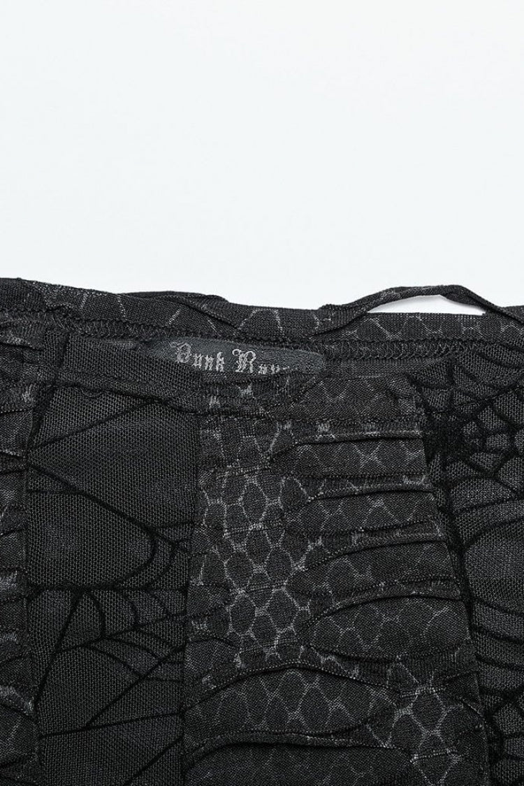 Black High Collar Hollow Spider Mesh Ripped Asymmetric Mens Gothic Vest - Product - 8