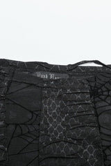 Black High Collar Hollow Spider Mesh Ripped Asymmetric Mens Gothic Vest - Product - 8
