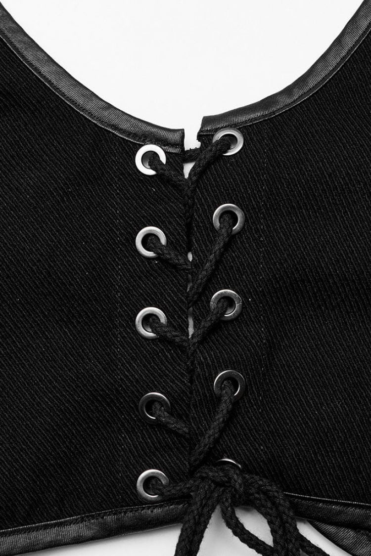 Black Adjustable Metal Snake Buckle Womens Steampunk Vest - Product - 7