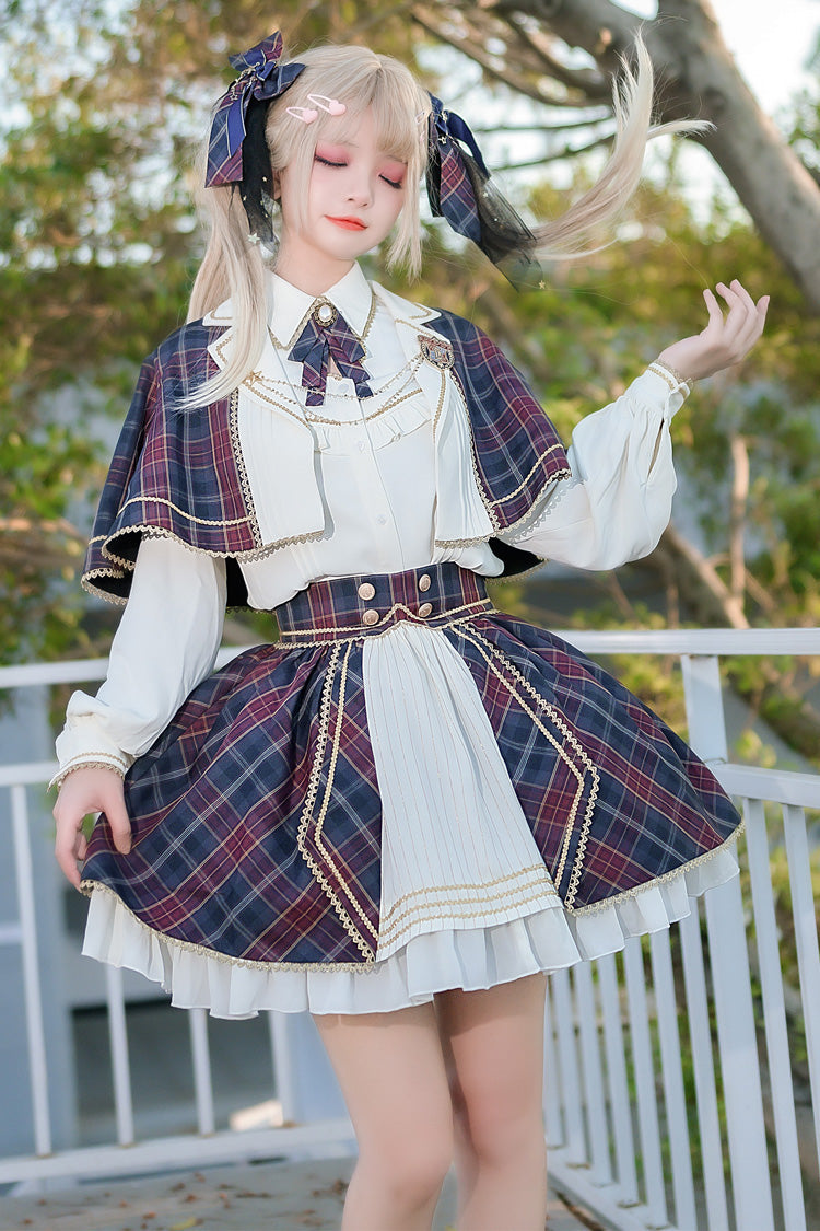 Little Idol Multi-Color Plaid Print Ruffle Sweet Lolita Skirt - Product - 8