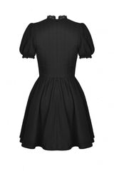 Black Tulle Lace Stand Collar Short Puff Sleeves Women's Lolita Gothic Doll Dress - Product - 16
