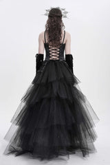 Black Sleeveless Embroidery Lace Chain Women's Gothic Vest - Product - 8