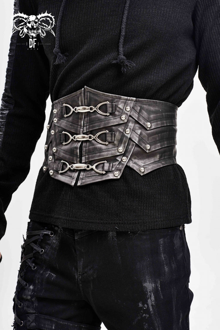 silver Lace-Up Men's Punk Faux Leather Rivers Belt - Product - 7