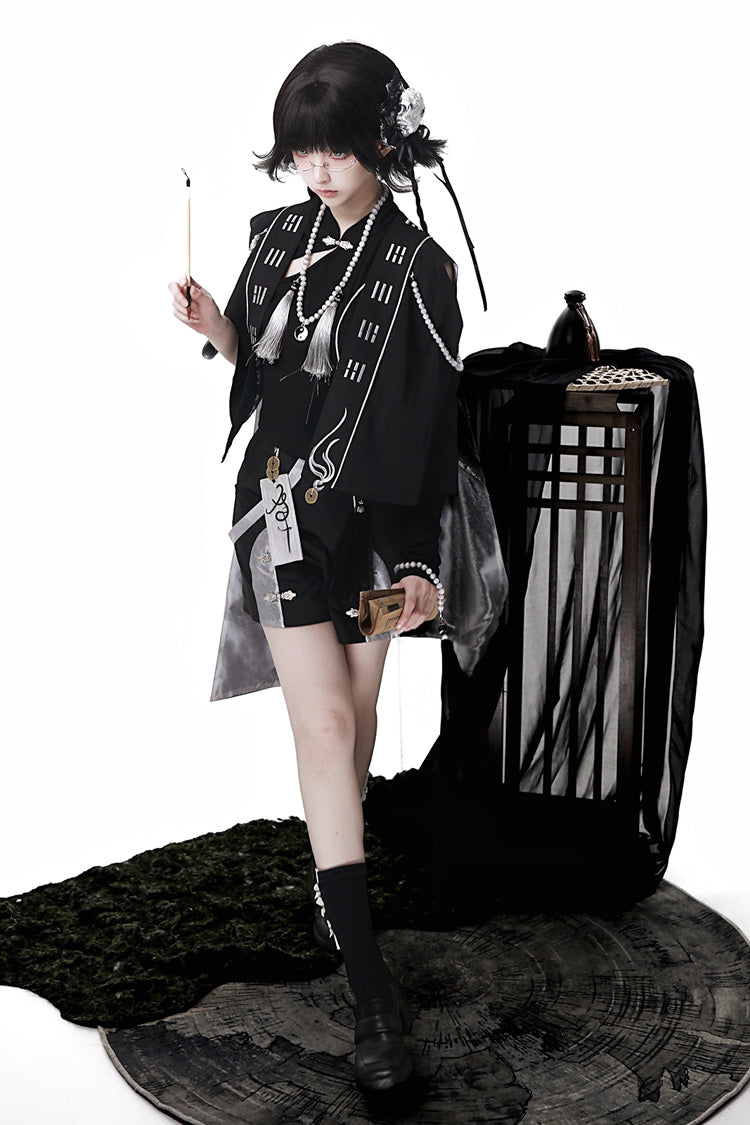 Black [The Strange End of the Immortal Sect] Sleeveless Chinese Style Ouji Lolita Set - Product - 7